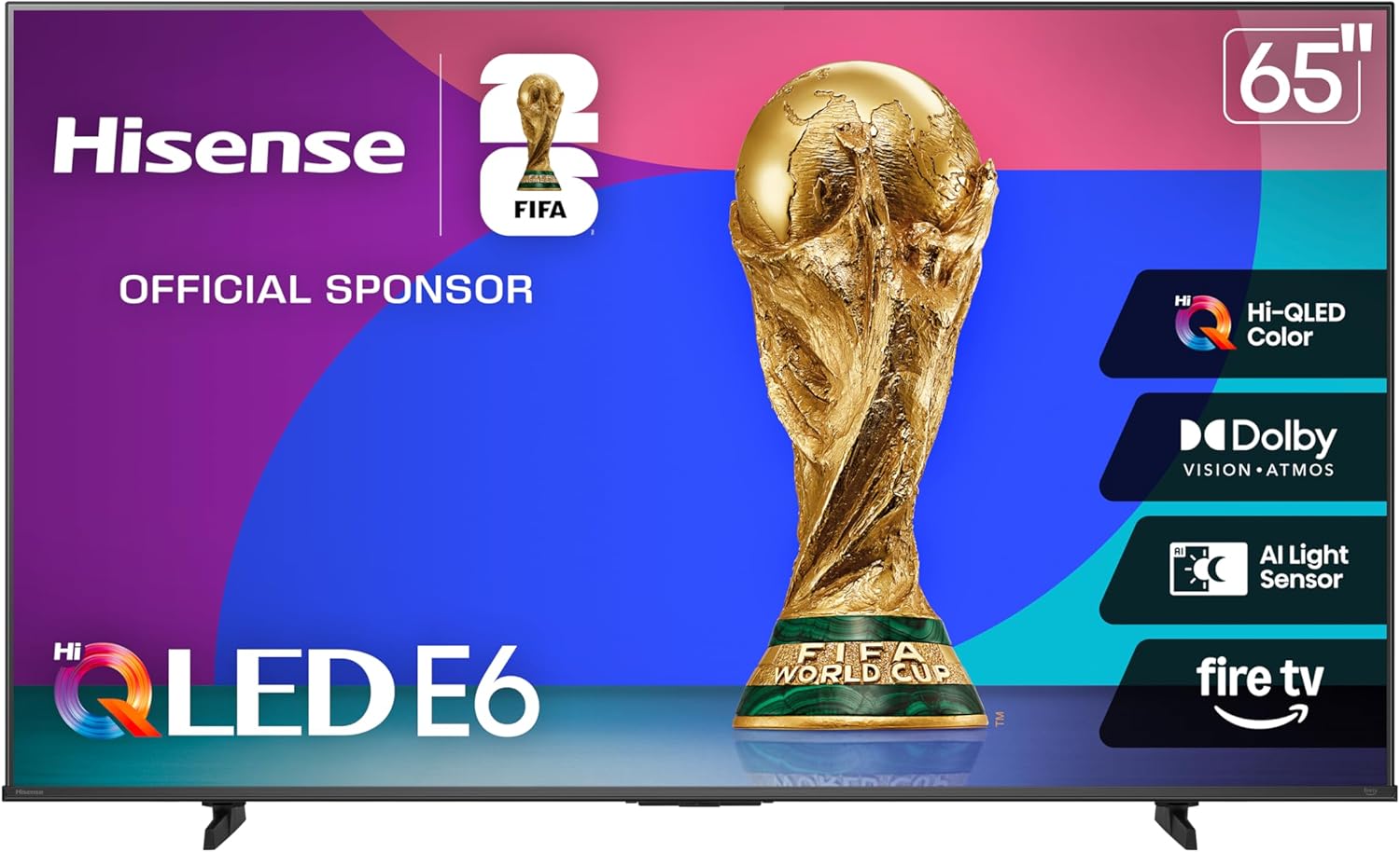 Hisense 65 E6 Cinema Series Hi-QLED 4K UHD Smart Fire TV (65E6QF  2025 Model) -AI Light Sensor  Dolby Vision · Atmos  Voice Remote with Alexa  Motion Rate 120  HDR 10+ Adaptive  Game Mode Plus