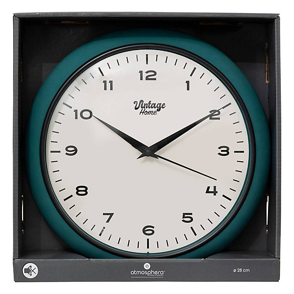 Horloge Clarisse D28cm bleu canard - Atmosphera