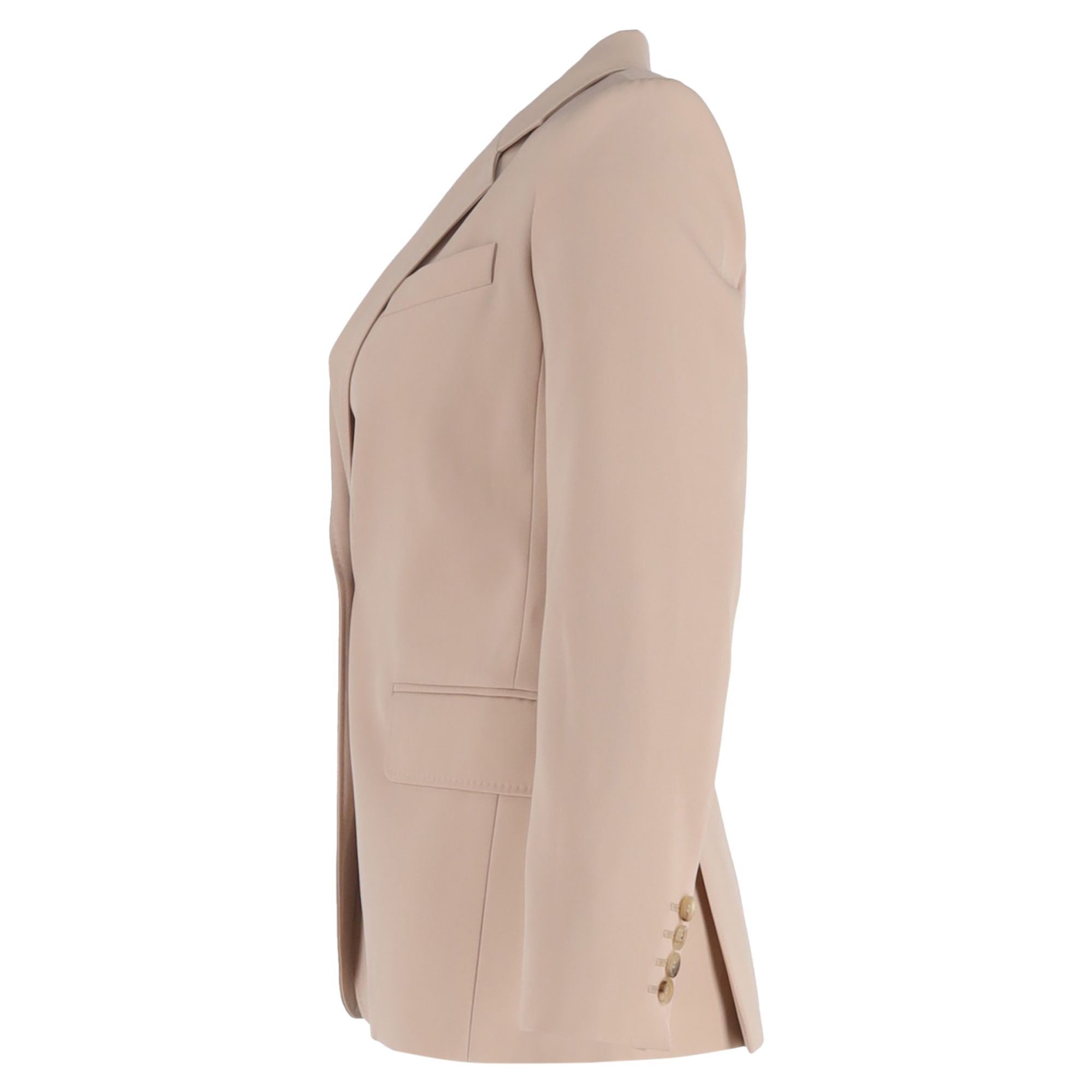 Max Mara Preloved Unno Single-Breasted Blazer with Pockets in Beige Wool