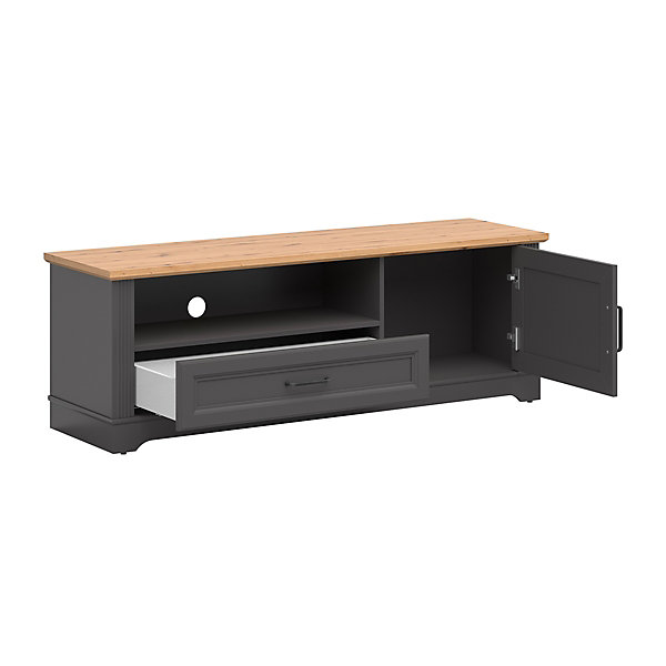 Meuble TV 1 porte 1 tiroir 150 cm Charlie Gris Anthracite
