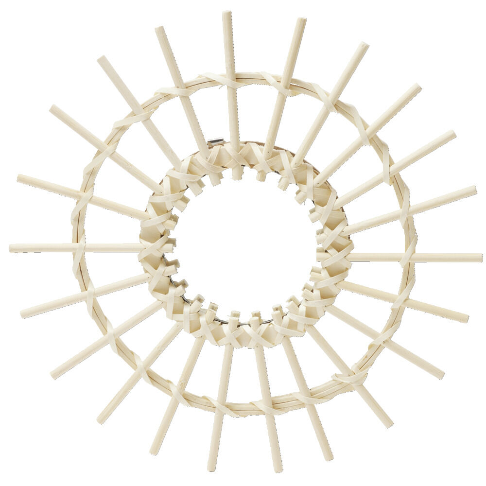 Miroir mural soleil rotin beige Ø28cm