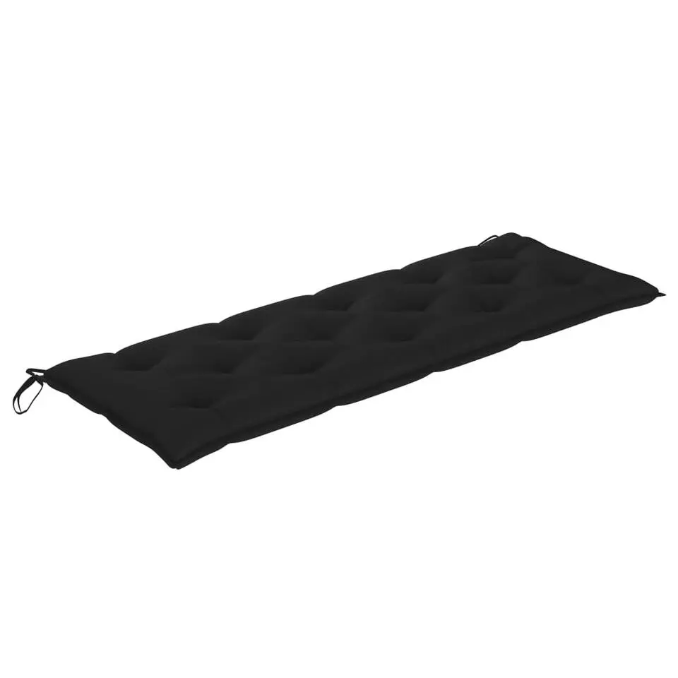 vidaXL - Tuinbank stapelbaar met zwart kussen - Teakhout - 159x57.5x90 cm
