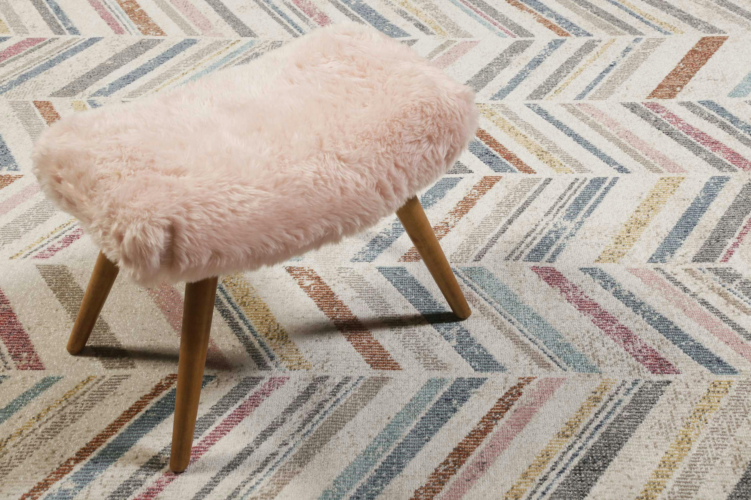 CABANA - Tapis exterieur tissé plat motif chevrons vintage coloré 120x170