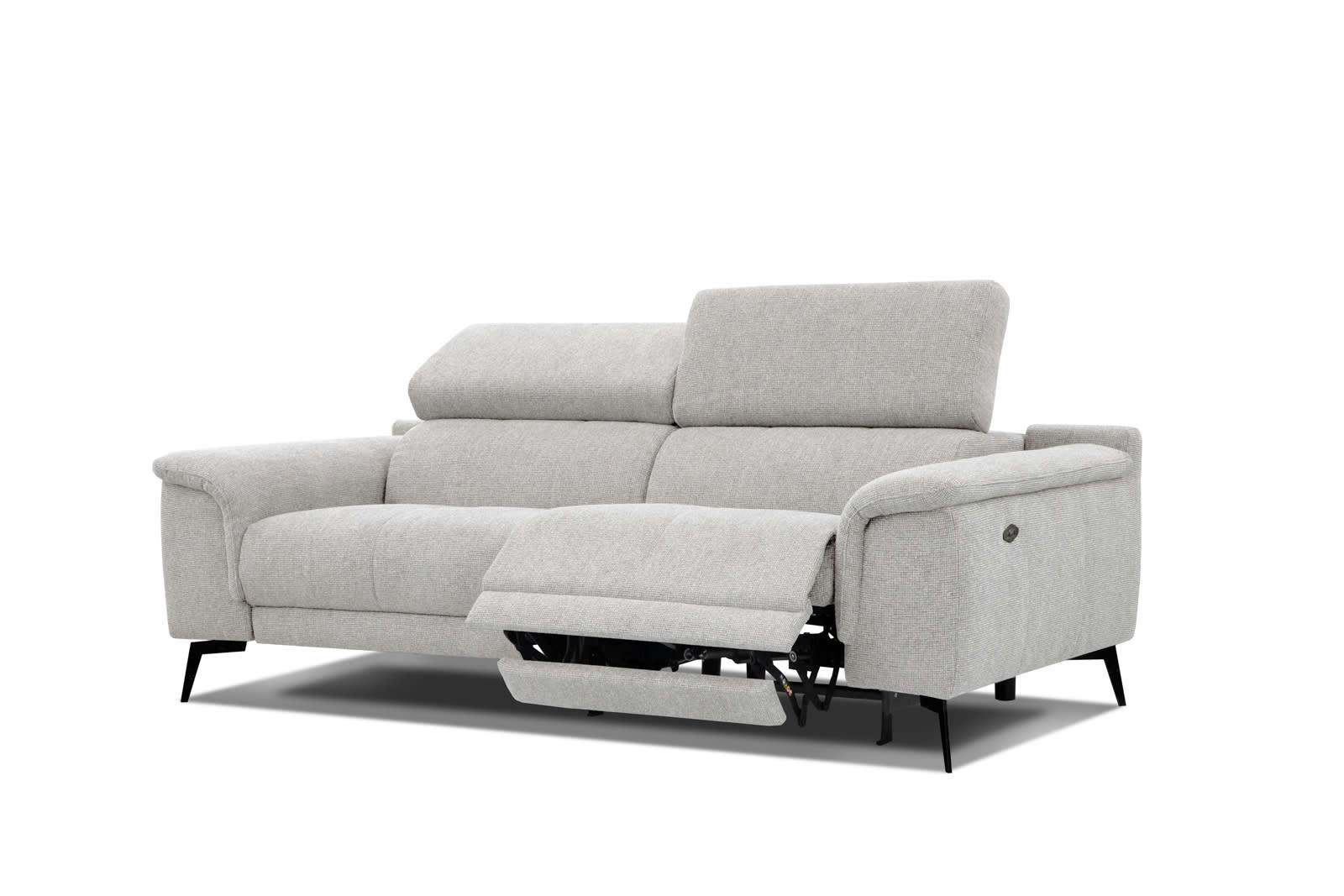 FIERO - Canapé 3 places XXL avec relax électrique côté droit tissu beige clair