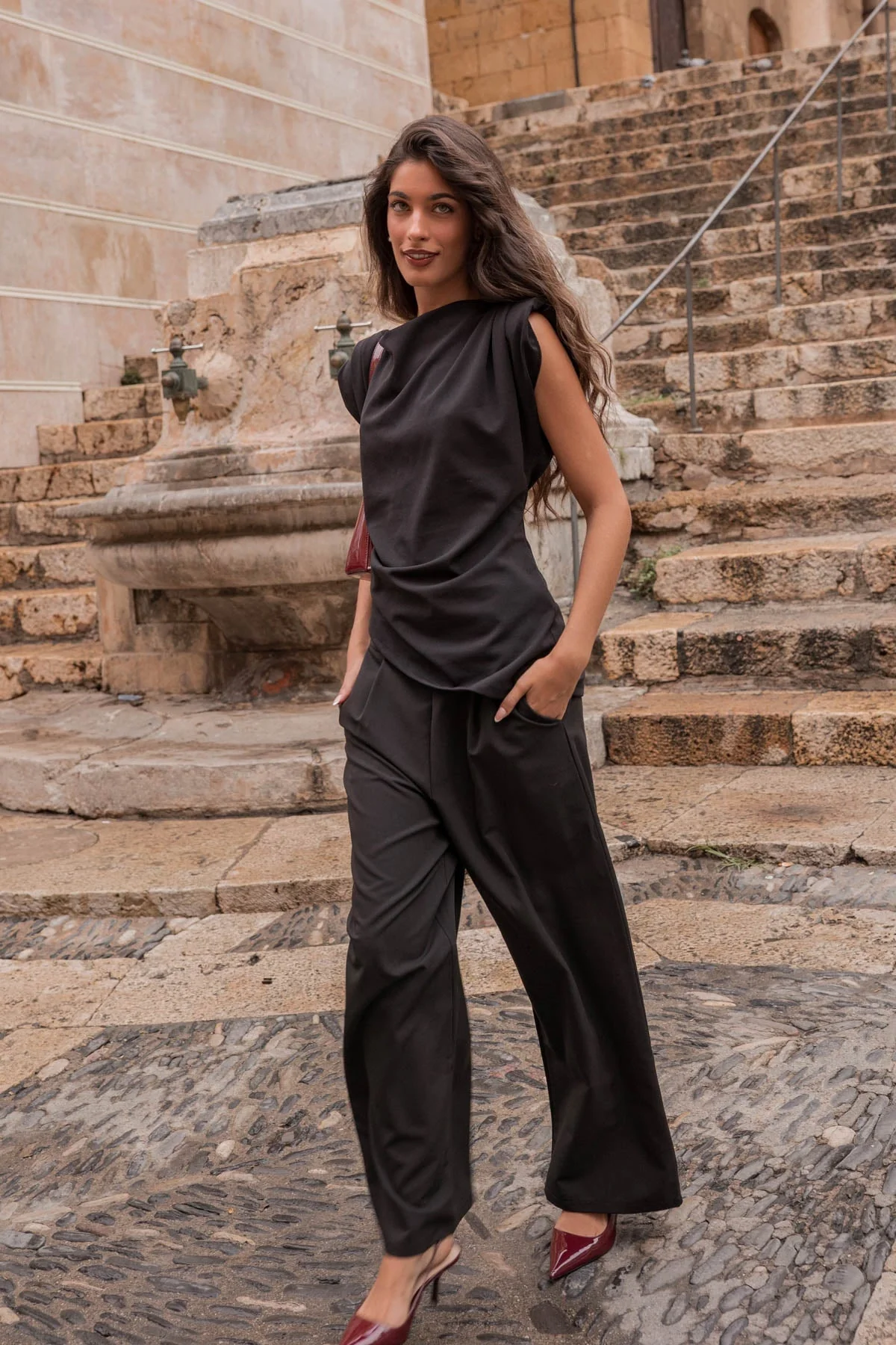 Michelle Wide Leg Black Trousers