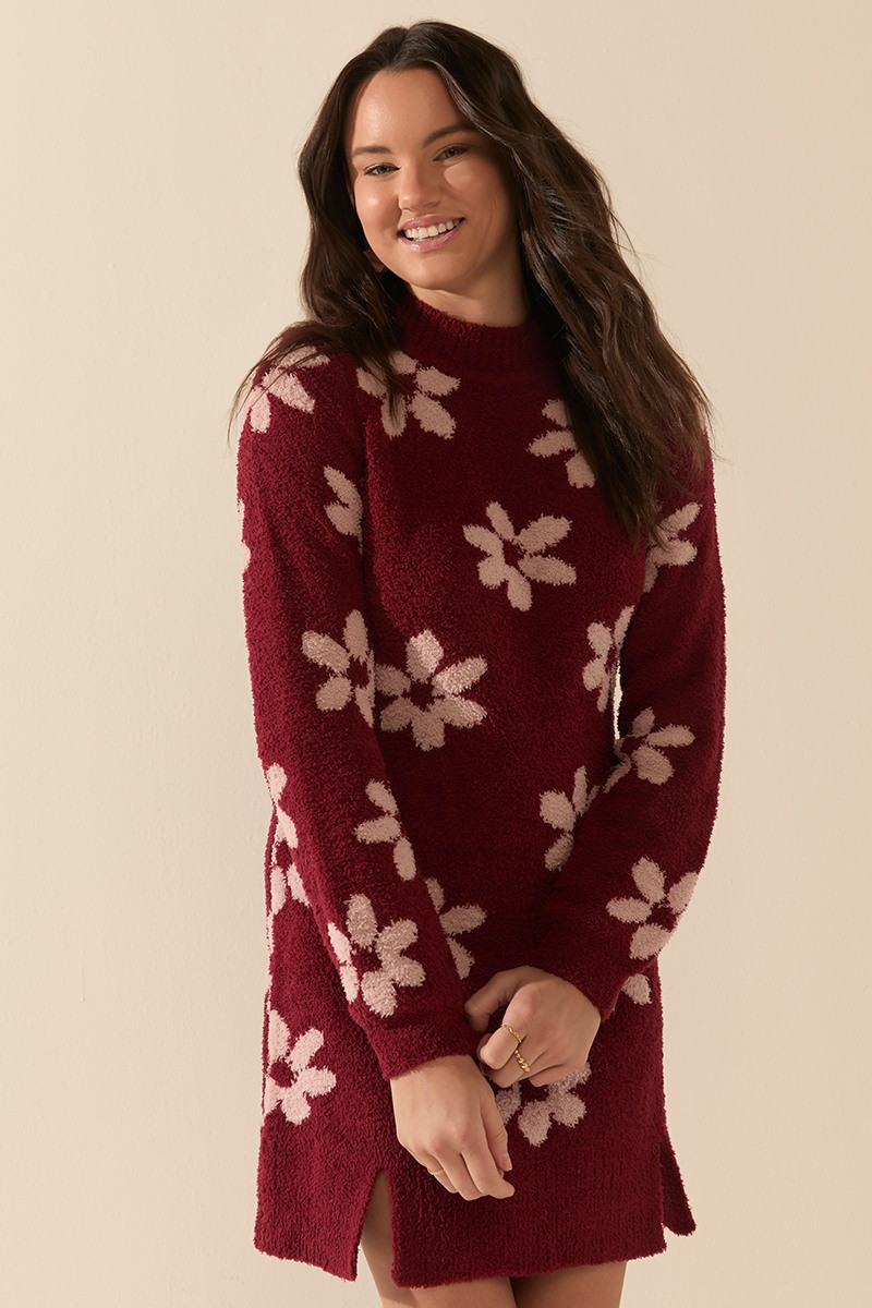 Kristina Floral Mini Sweater Dress