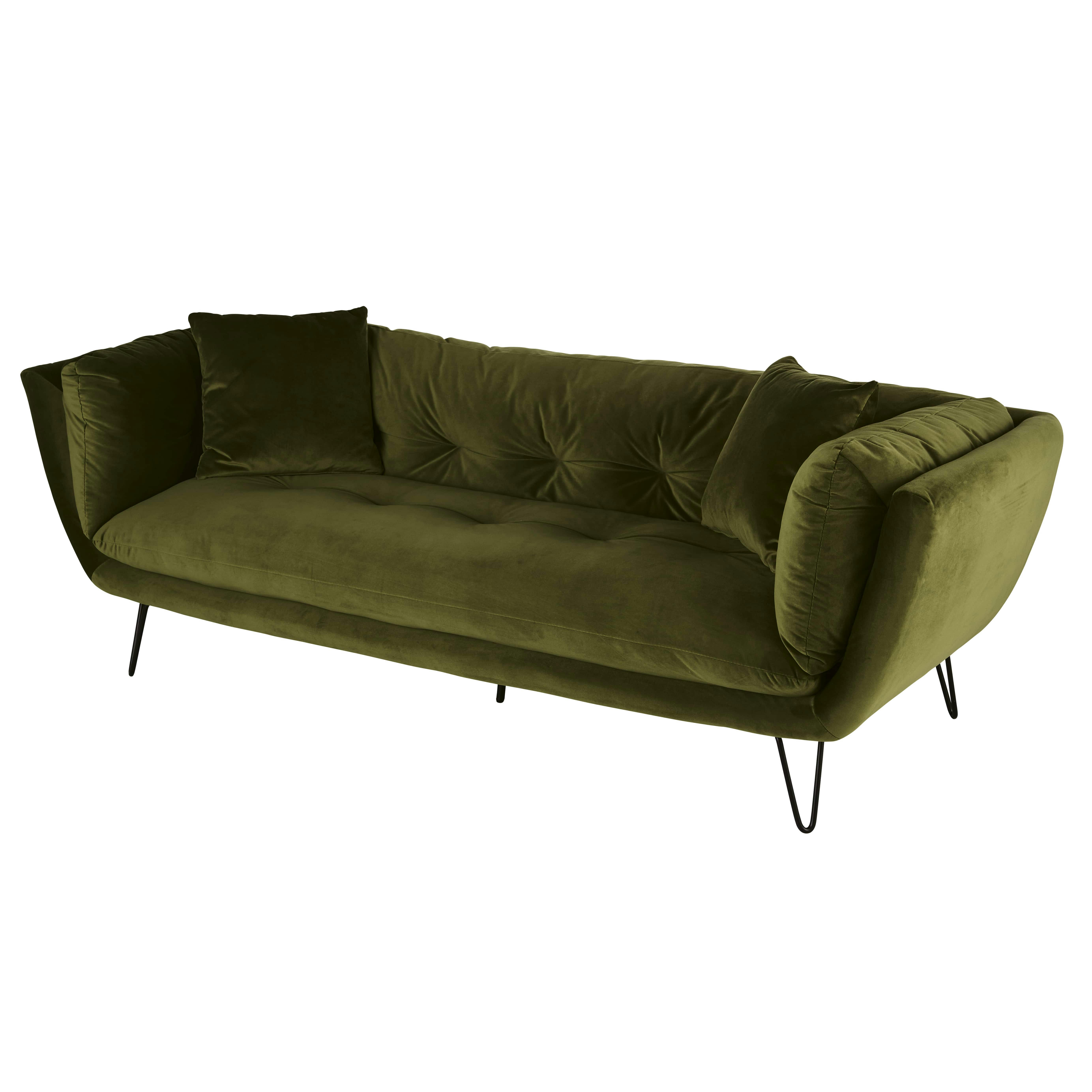 Dot - Canapé 3 places en velours vert mousse