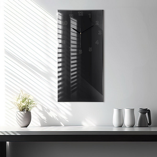 Horloge murale Wallfluent 30x60 cm Avec chiffres Aiguilles noires Noir 1 pcs