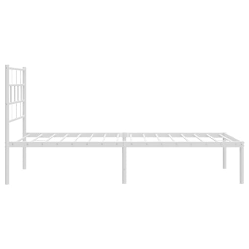 NNEVL Metal Bed Frame with Headboard White 107x203 cm