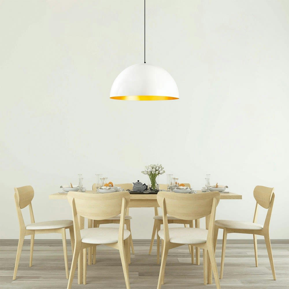 HARVEY - Suspension blanc avec abat-jour en forme de dôme 60cm de diamètre