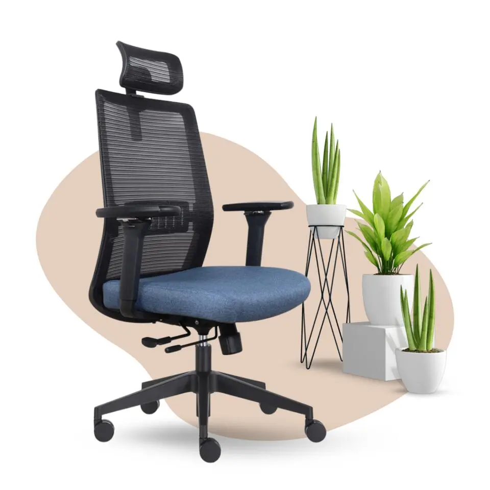 Bureaustoel Napoli Deluxe 4D - NEN-EN 1335 - Blauw