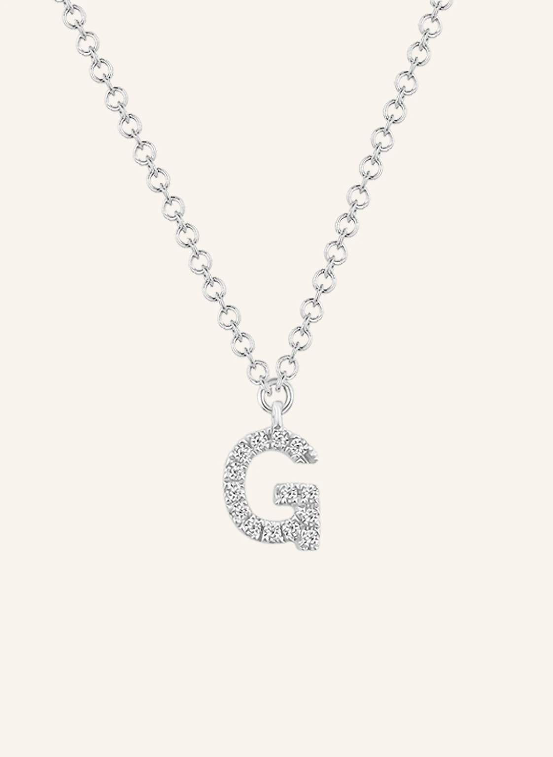Leaf INITIALIEN Halskette „G“ aus 14 Karat Weißgold mit Diamanten
