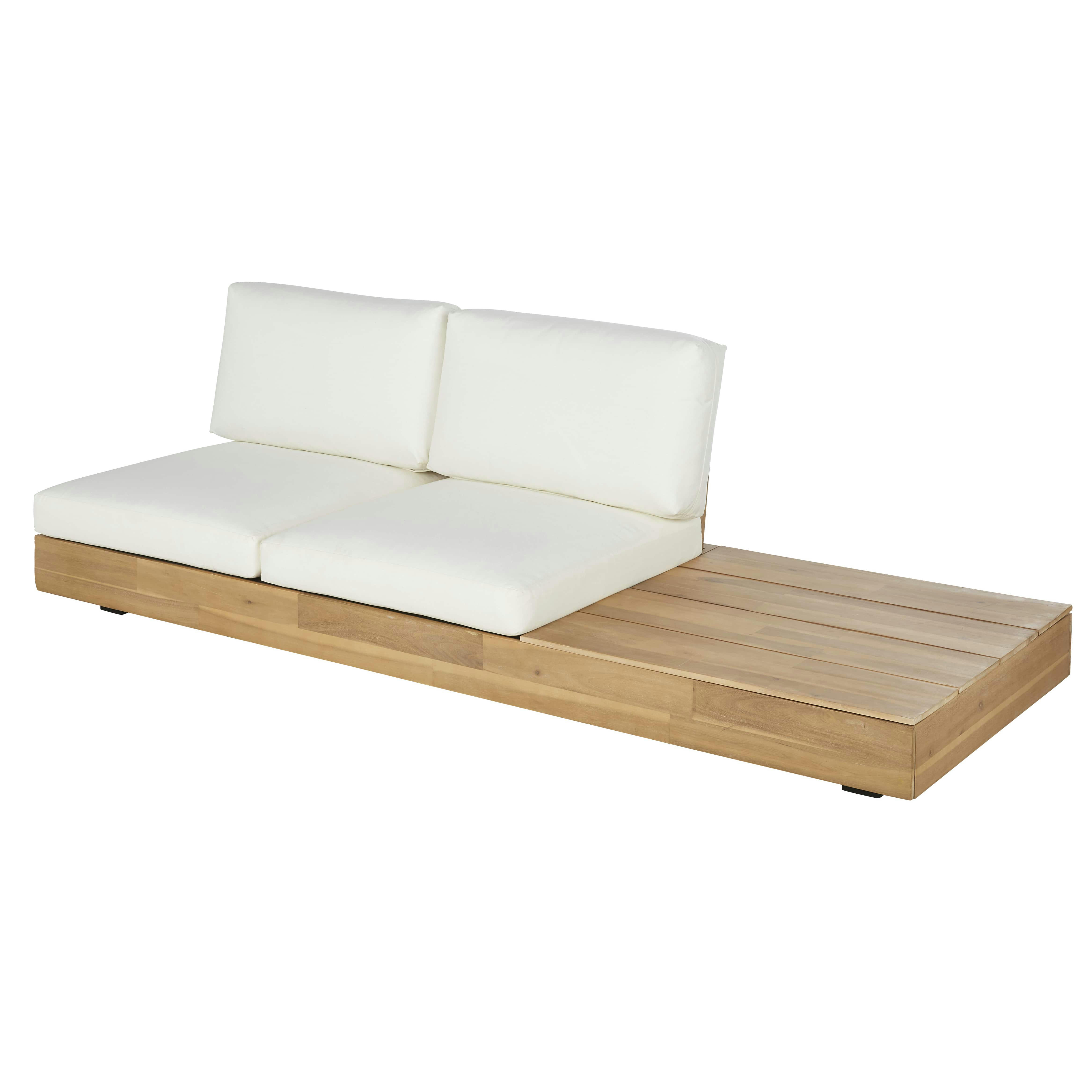 Bedia Business - Canapé en bois d'acacia, aluminium et polyoléfine recyclée écrue