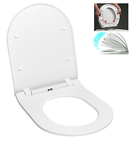 Idevit Abattant WC Ultra mince, à fermeture douce Softclose adaptable sur la plupart des cuvettes, blanc (EASYSLIM44)