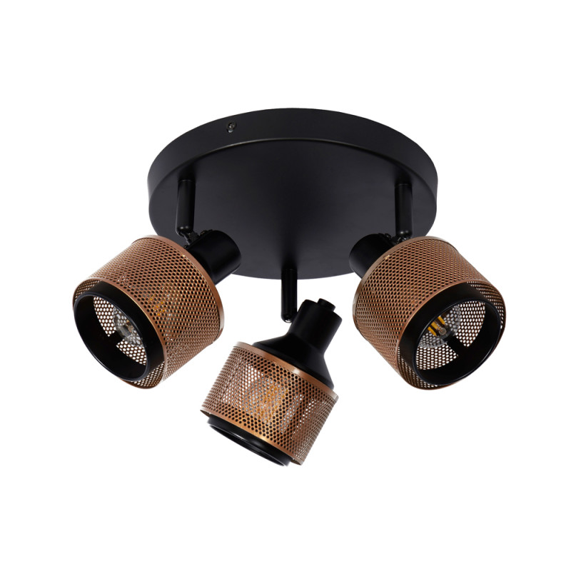 Spot Rafa noir et bronze E14 3 x 40 W LUCIDE