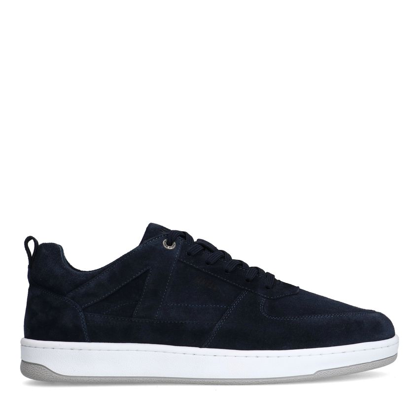 Manfield Donkerblauwe suède sneakers