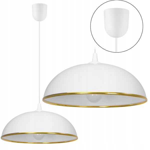 Żyrandol 36cm plastik Kuchnia Gold 0403 biały złoty