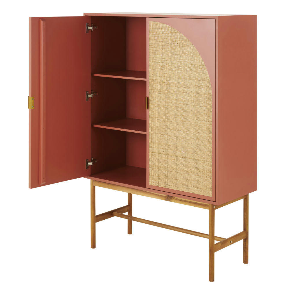 Tarifa - Cabinet de rangement 2 portes terracotta cannage en rotin