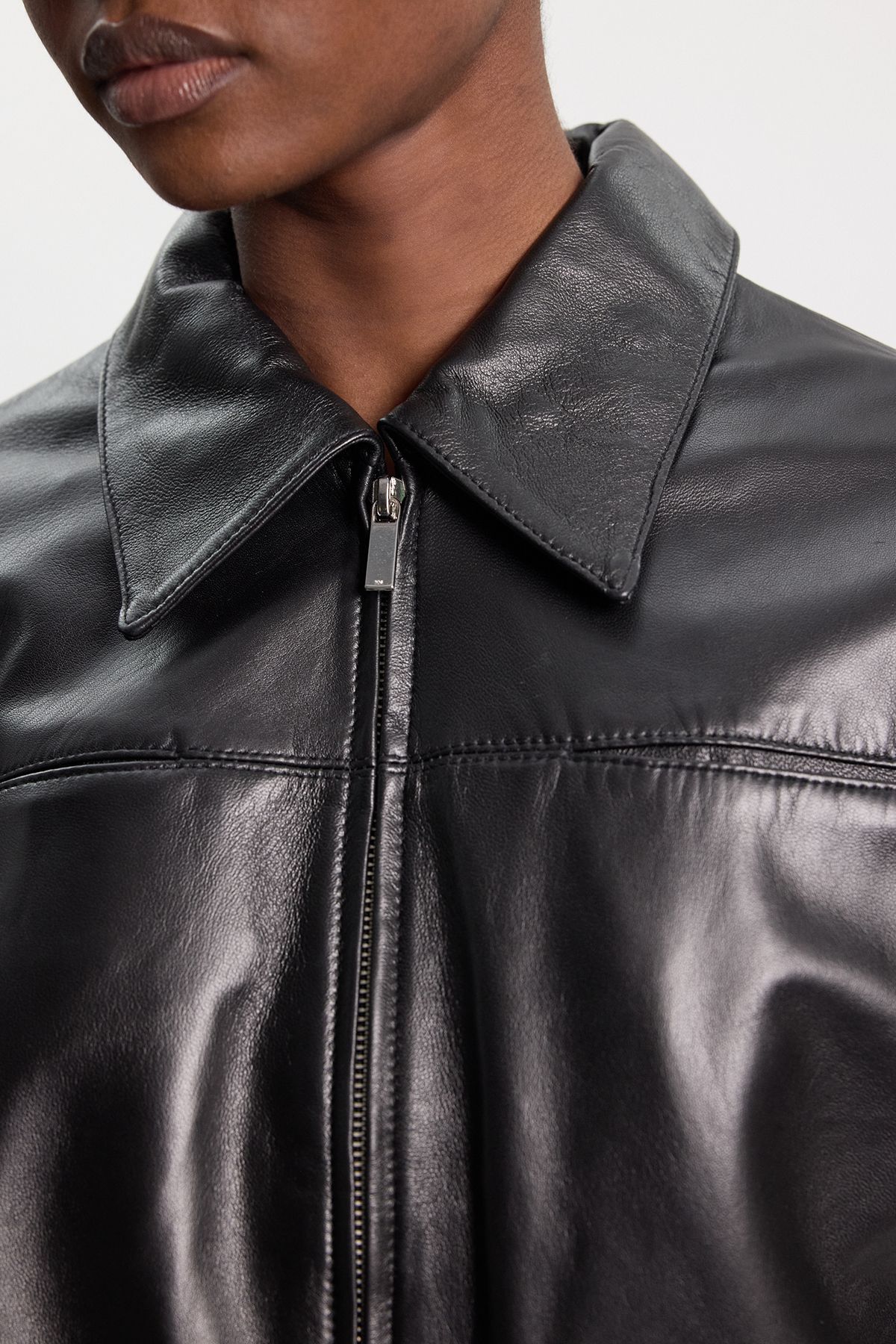 KarenMillen Leather Collared Bomber Jacket