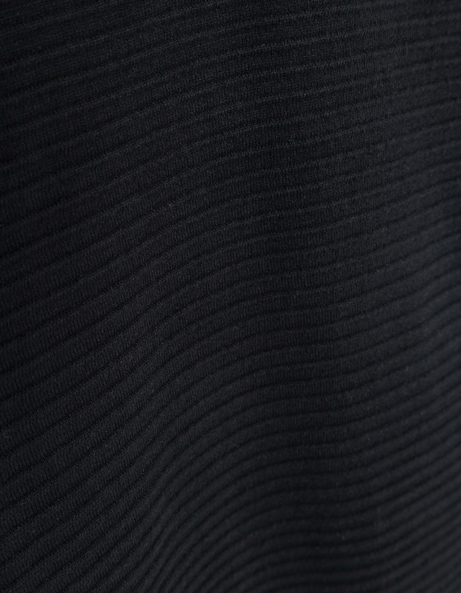 Polo noir tricot relief rayures col rayé Homme