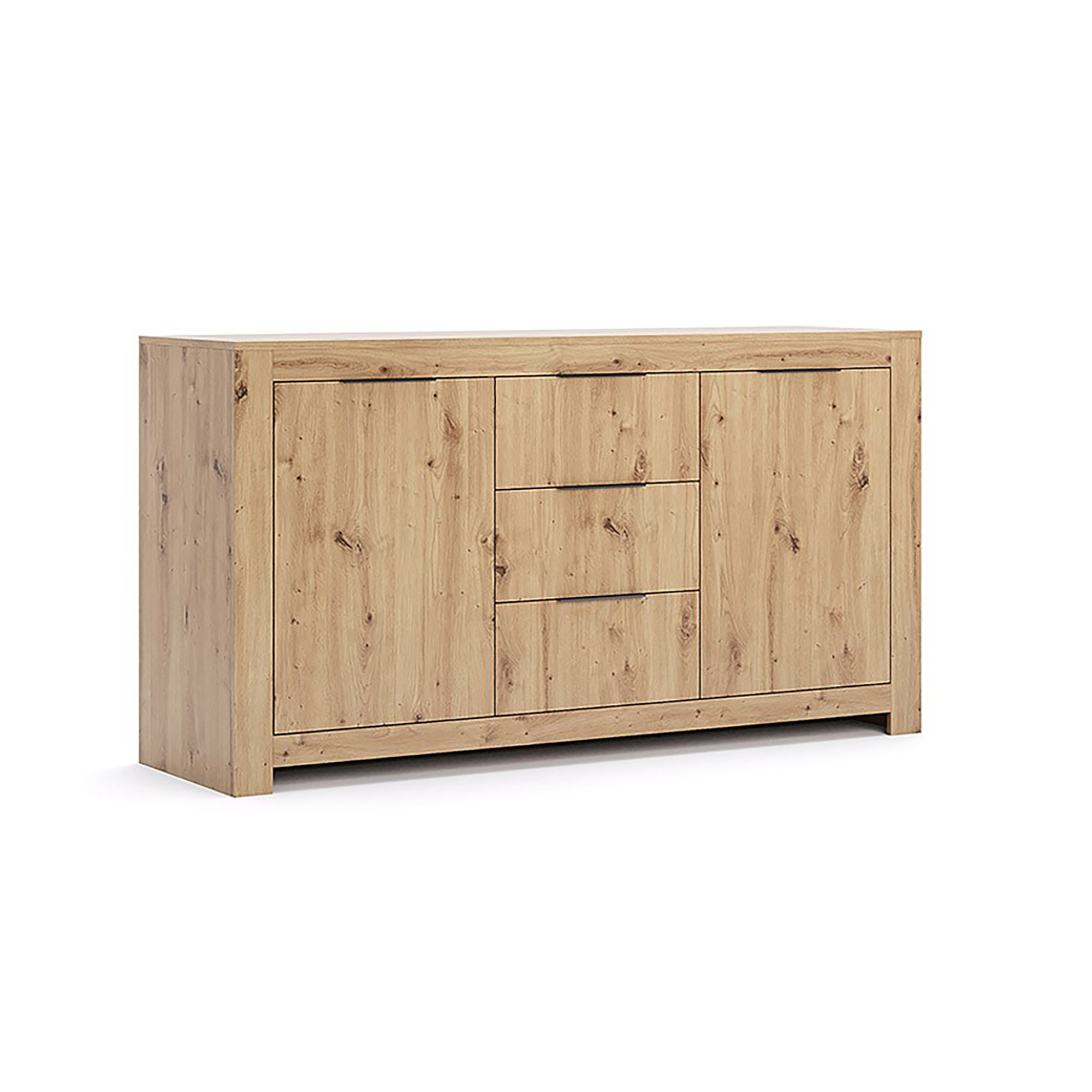 Komoda 3 szuflady 2 drzwiczki 87x160 cm Dąb Artisan