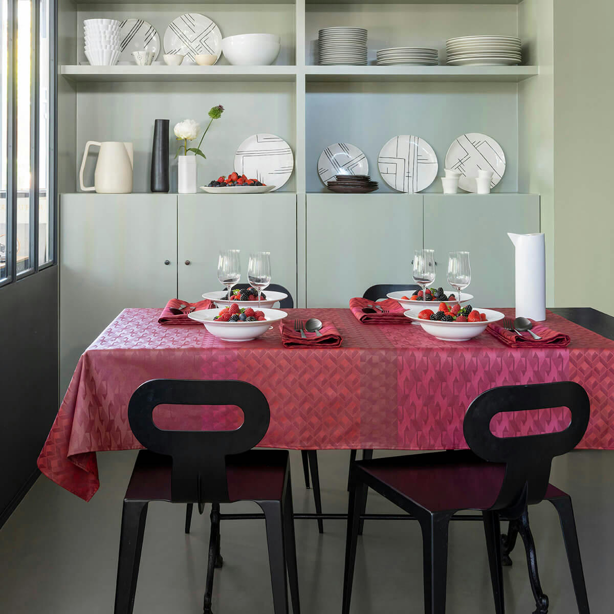 CARACTÈRE ENDUIT - Nappe en coton carmin 150 x 260