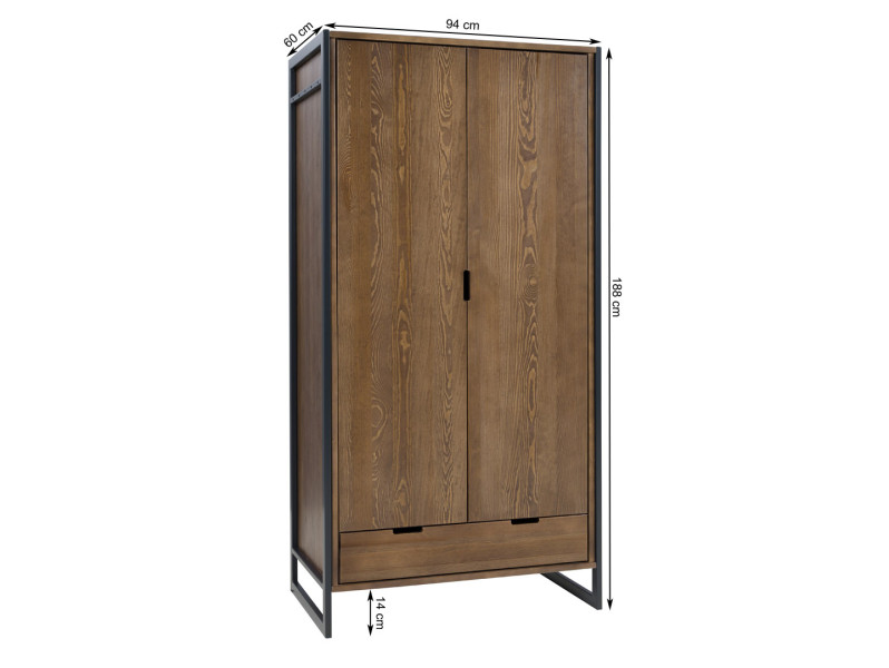 Szafa drewniana z drążkiem LOFT WOOD, kolor brązowy