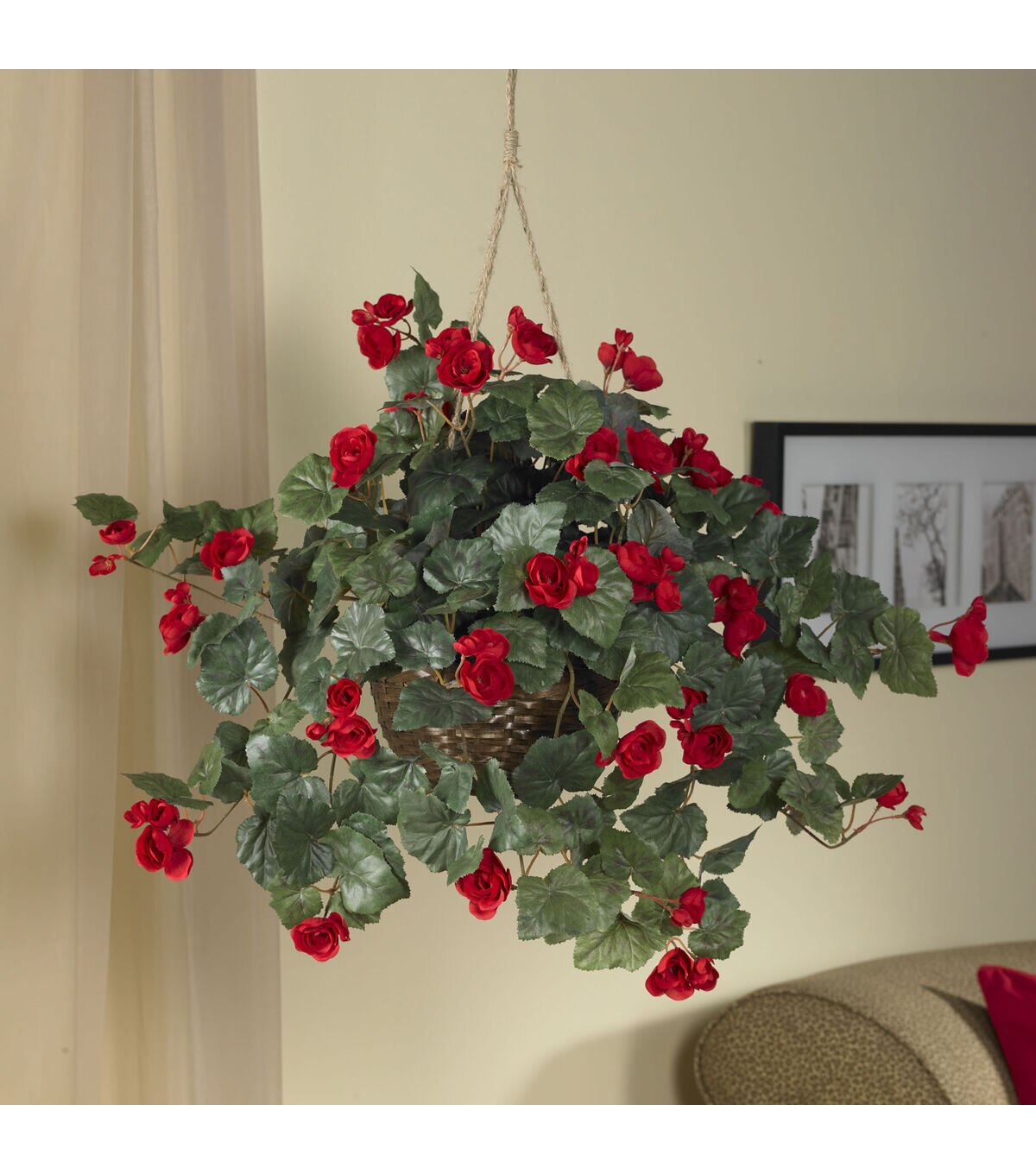 Nearly Natural Begonia Hanging Basket