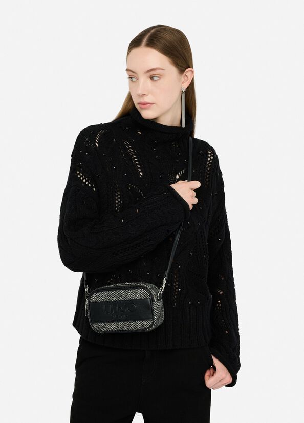 Borsa piccola chevron con paillettes