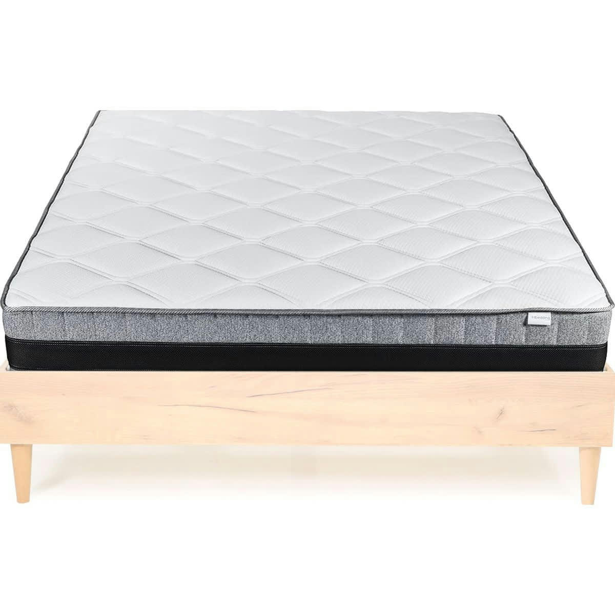 ENSEMBLE PACO - Ensemble lit effet chêne 160x200 + Matelas à mémoire de forme 25cm