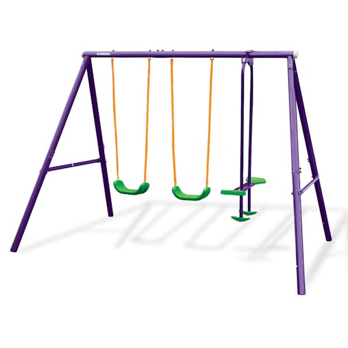 NNEDPE Kahuna Kids 4-Seater Swing Set Purple Green