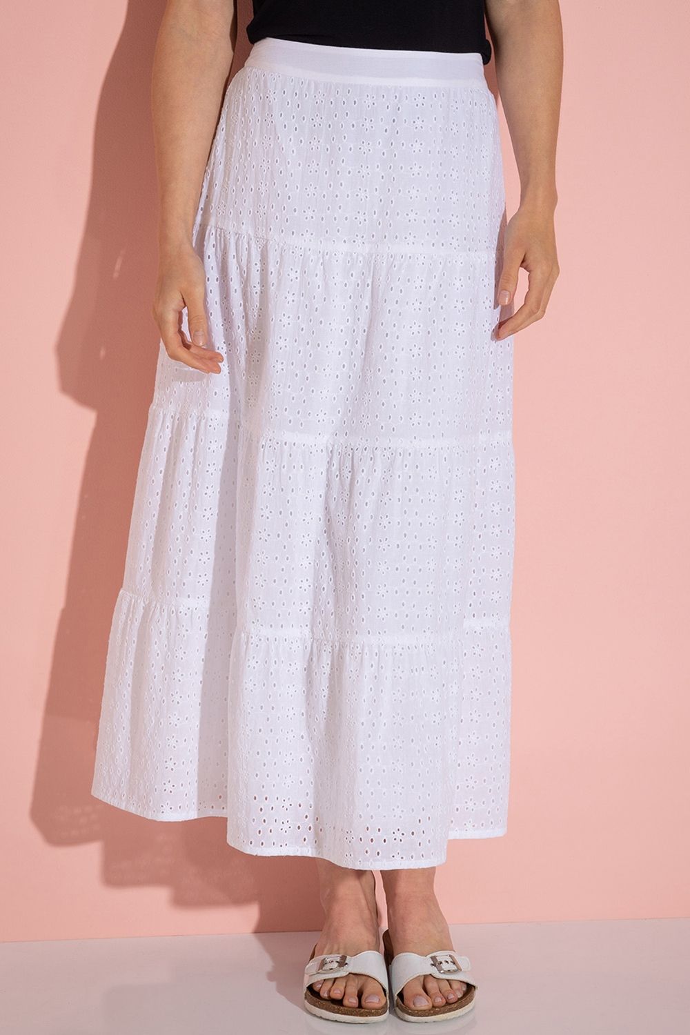 Klass. Eyelet Embroidered Cotton Maxi Skirt