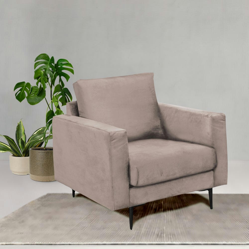 CARUSO - Fauteuil 1 place velours beige