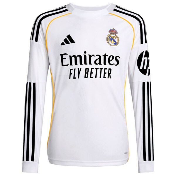 Los Merengues adidas Youth 2025/26 Home Replica Long Sleeve Custom Jersey - White