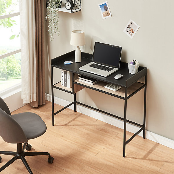 Bureau Belana 100 x 43 x 82 cm noir / effet chêne en.casa