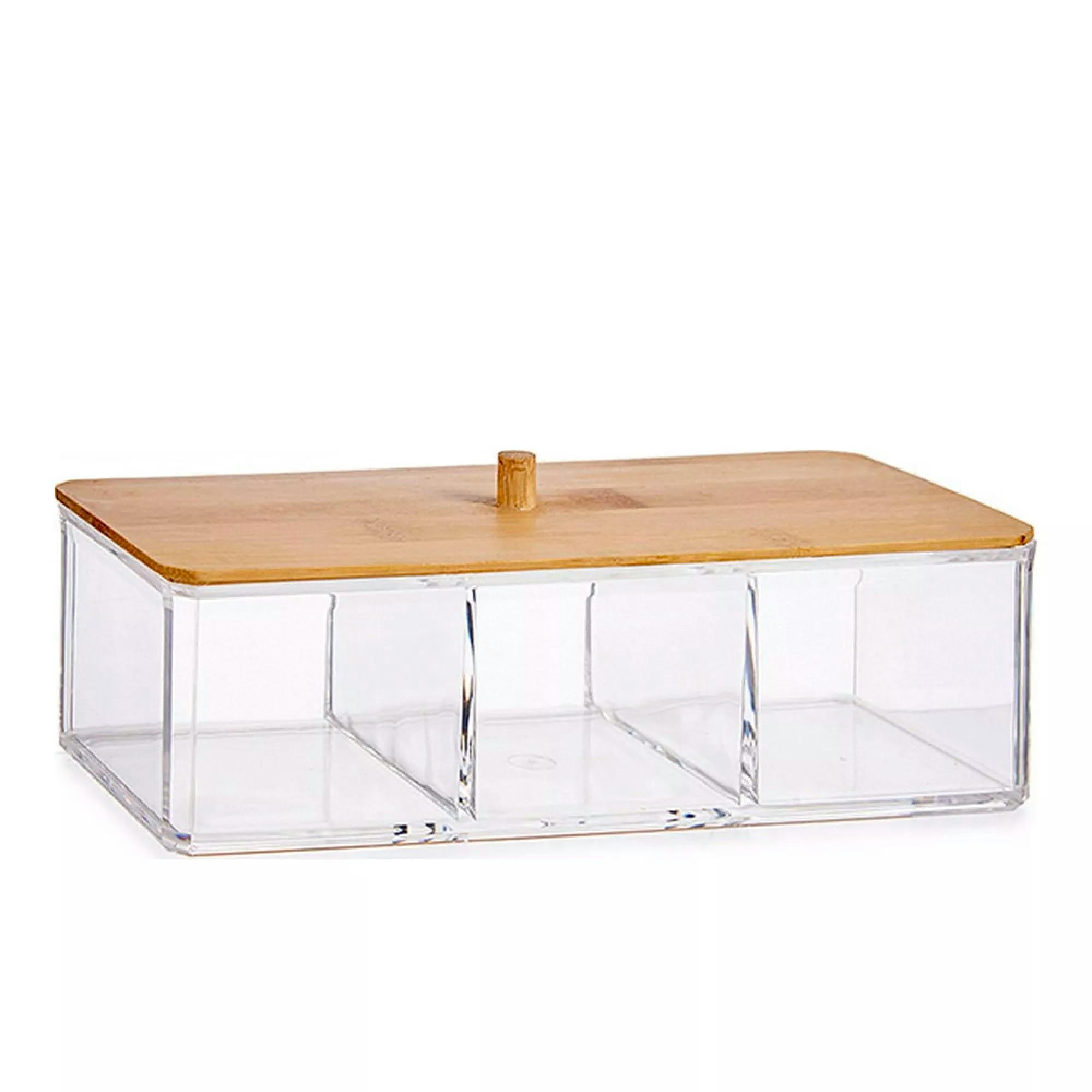 - Rangement maquillage acrylique et bambou 3 compartiments