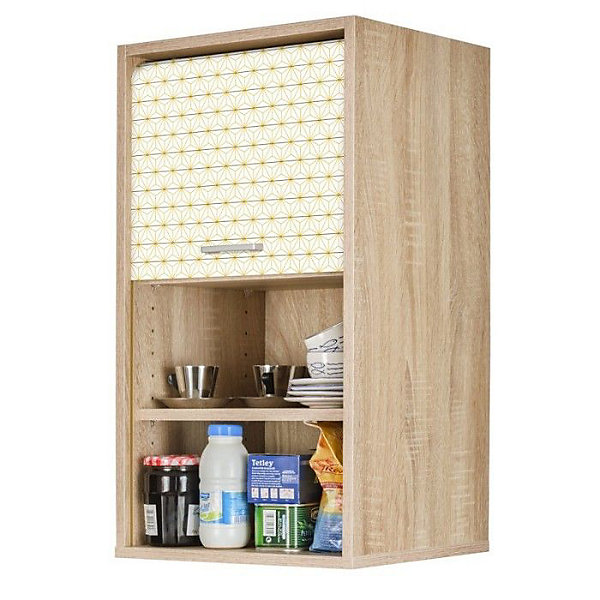 Meuble Cuisine Chêne 40x72 Face Imprimée - Ciel étoilé jaune 520 - L 40 x l 35 x H 72 cm