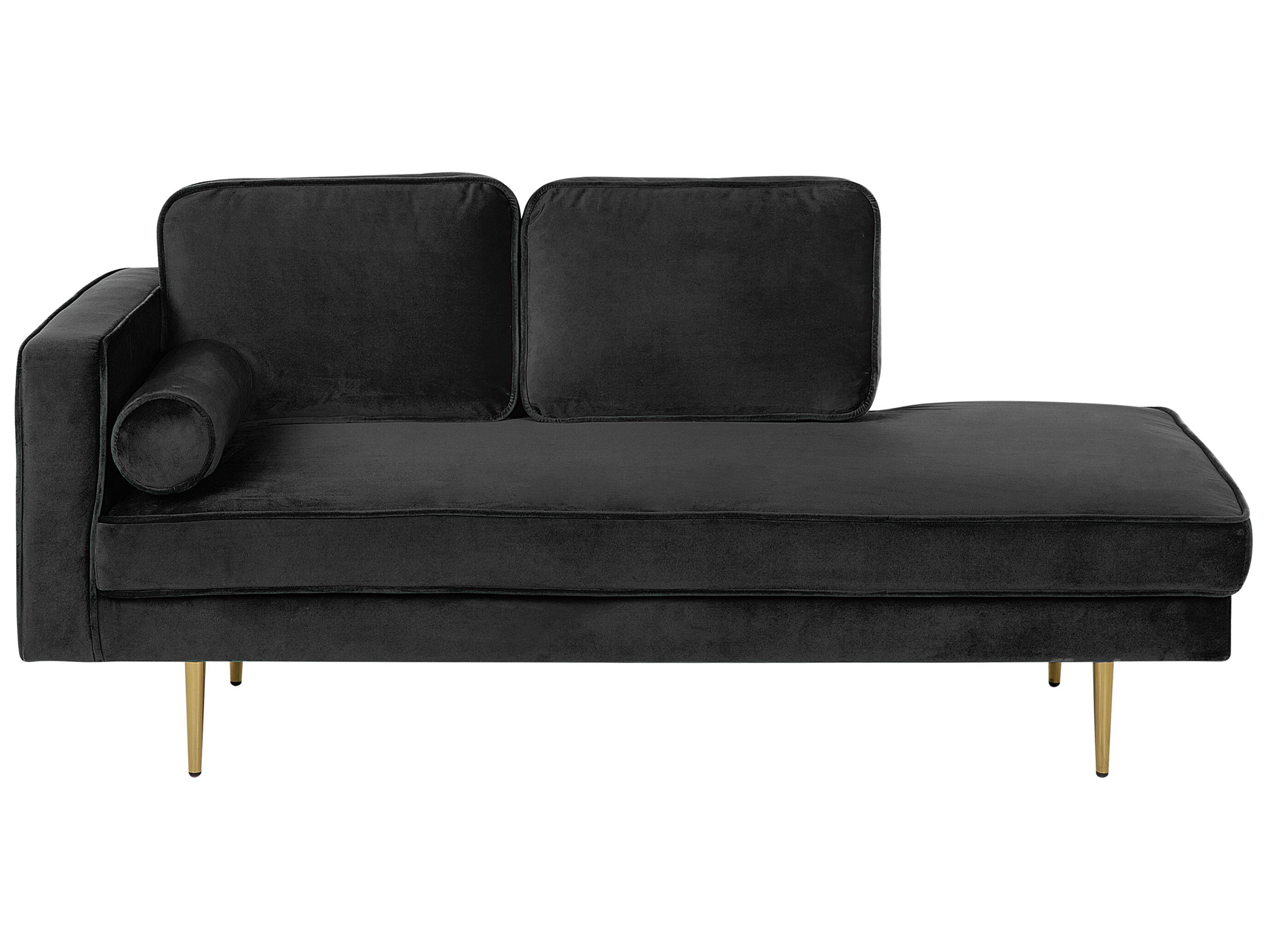 Left-Hand Chaise Longue MIRAMAS Velvet Black