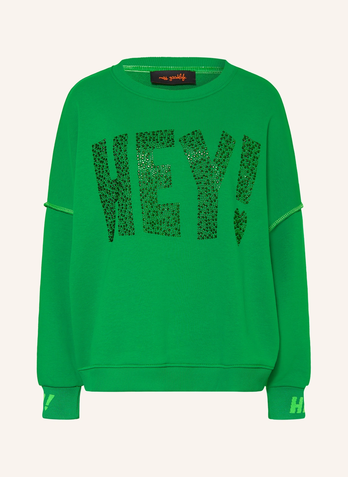 miss goodlife Oversized-Sweatshirt mit Schmucksteinen