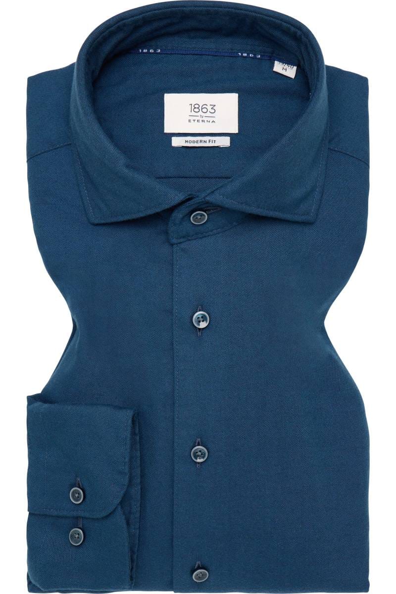 ETERNA 1863 Modern Fit Flanellhemd blau, Einfarbig