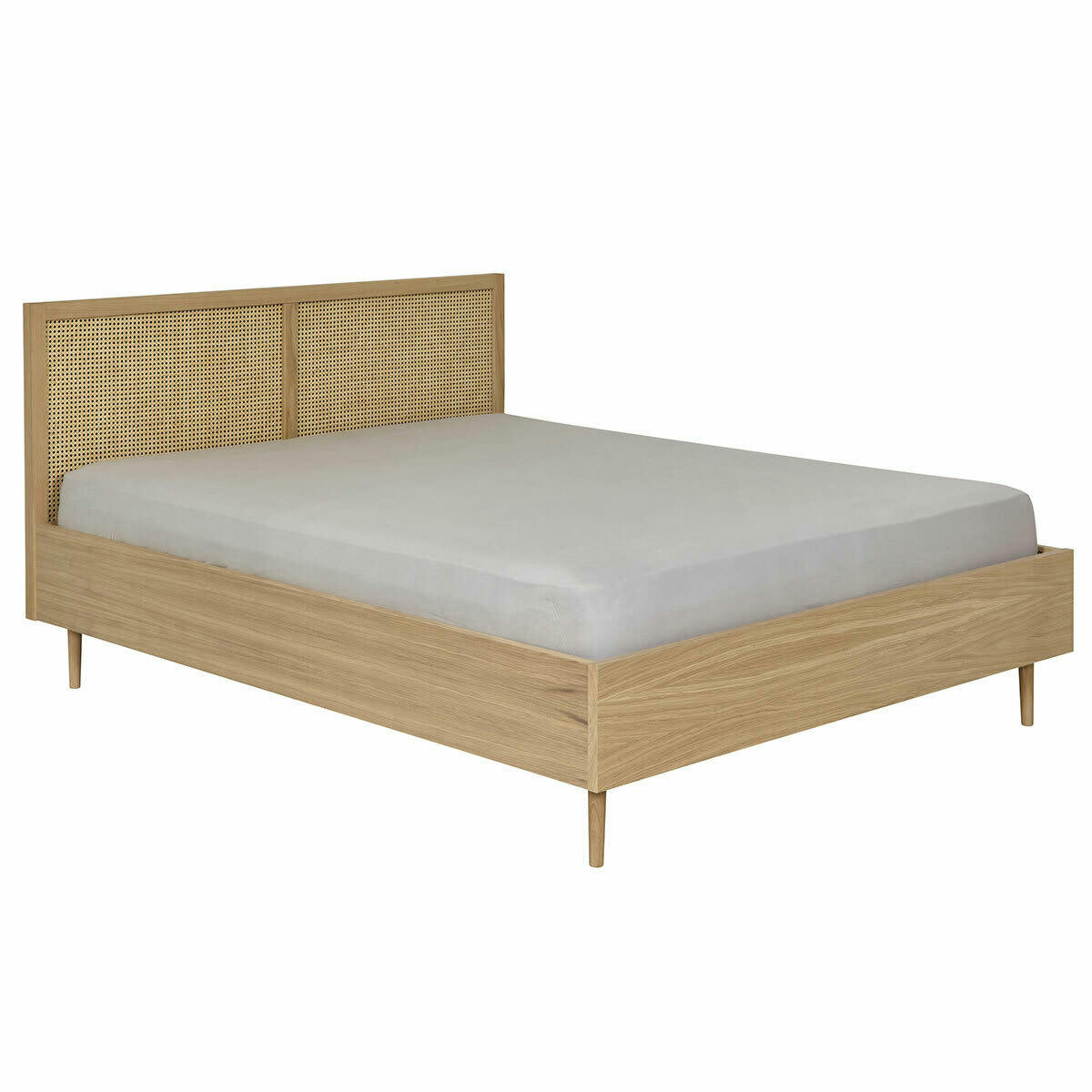 STELLA - Pack lit en cannage avec matelas 160x200 cm bois massif