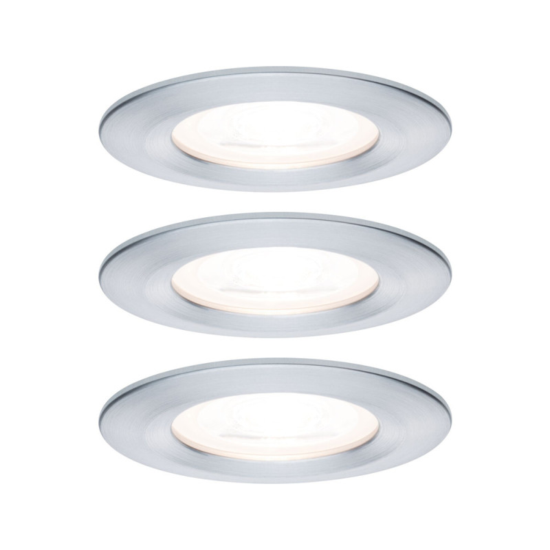Spot encastrable LED Nova aluminium GU10 blanc chaud IP44 6,5 W 3 pièces PAULMANN