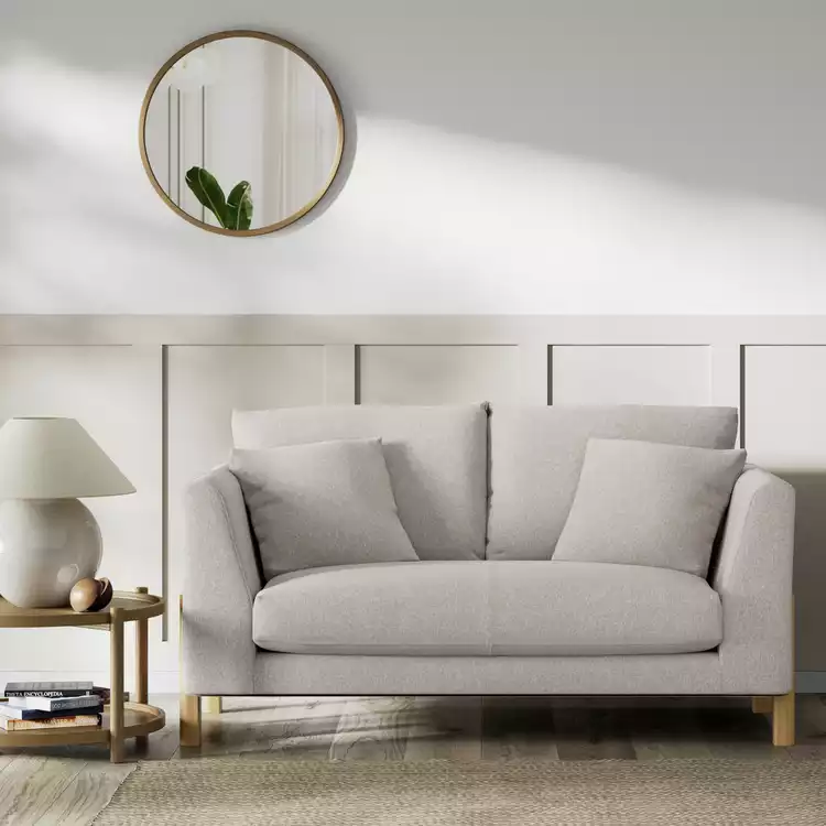 Habitat Aston Fabric 2 Seater Sofa - Stone - Ash Leg