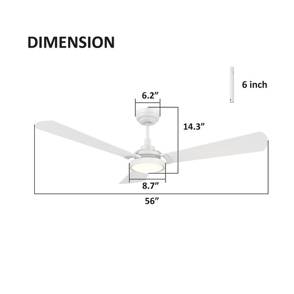 Beauden 56-inch Indoor/Outdoor Smart Ceiling Fan, Dimmable LED Light Kit & Remote, Works with Alexa/Google Home/Siri