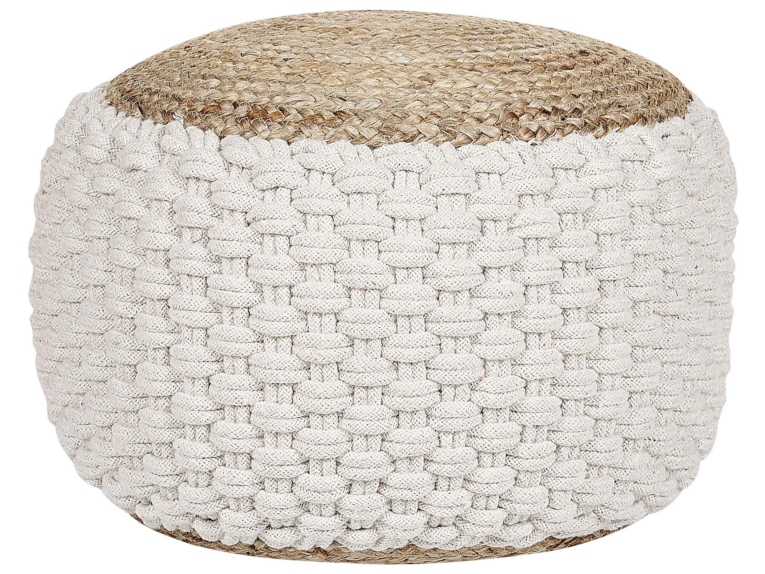 Pufa podnóżek bawełna juta 50x35 cm biało-beżowy