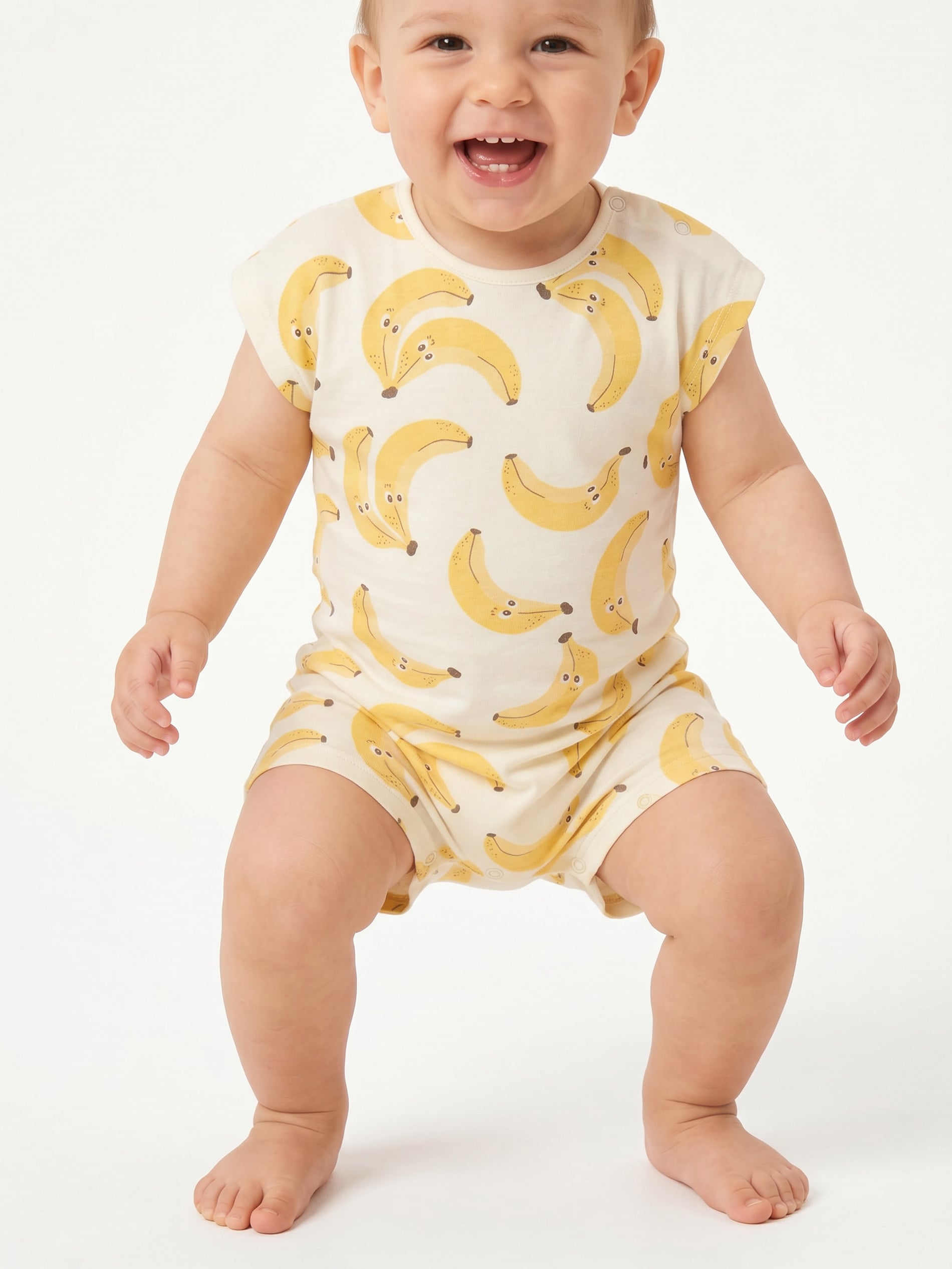 Bawełniane rampersy z motywem bananów 3 pack