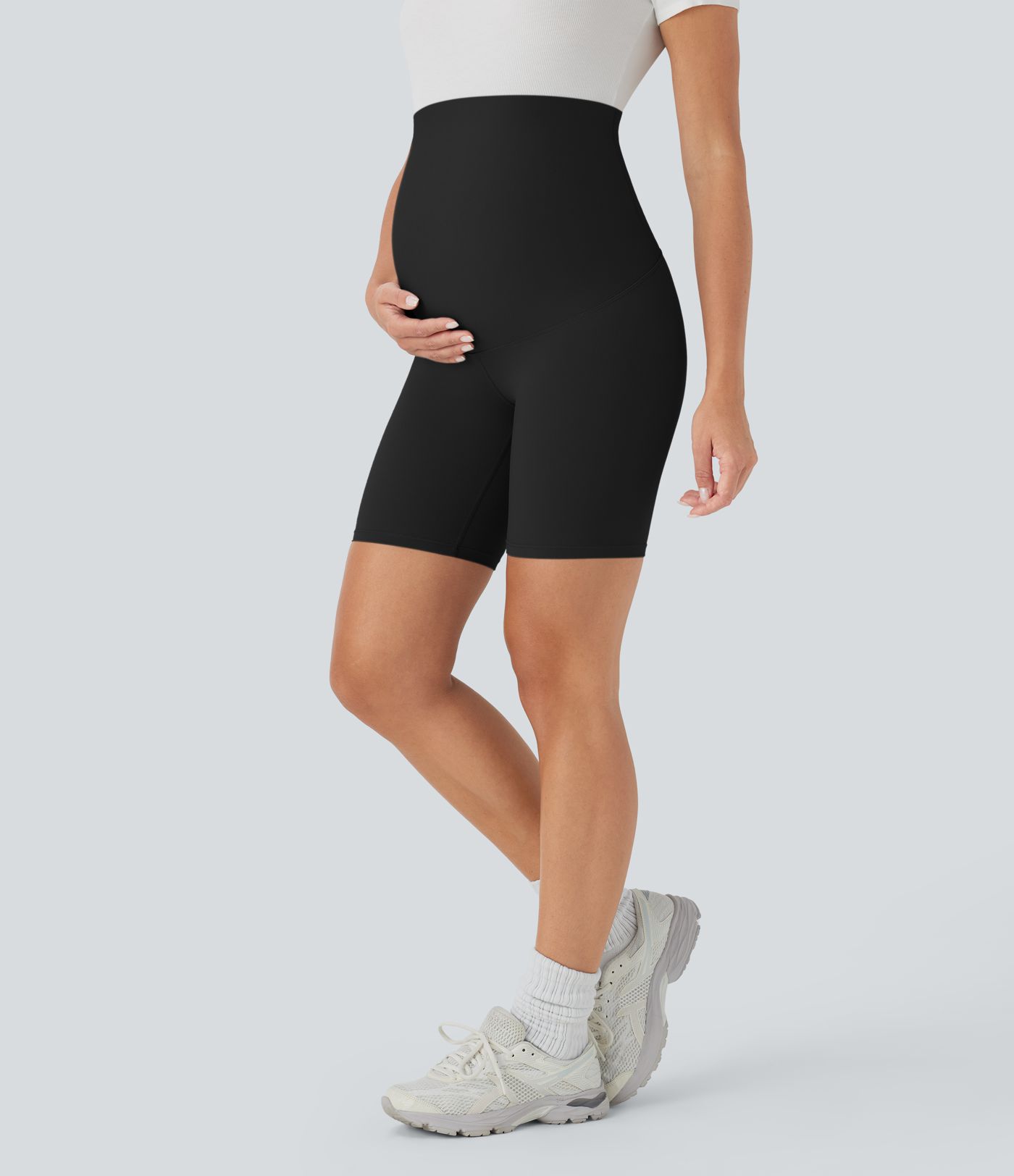 Short cycliste de yoga de maternité Softlyzero™ à taille super haute 17,5 cm-UPF50
