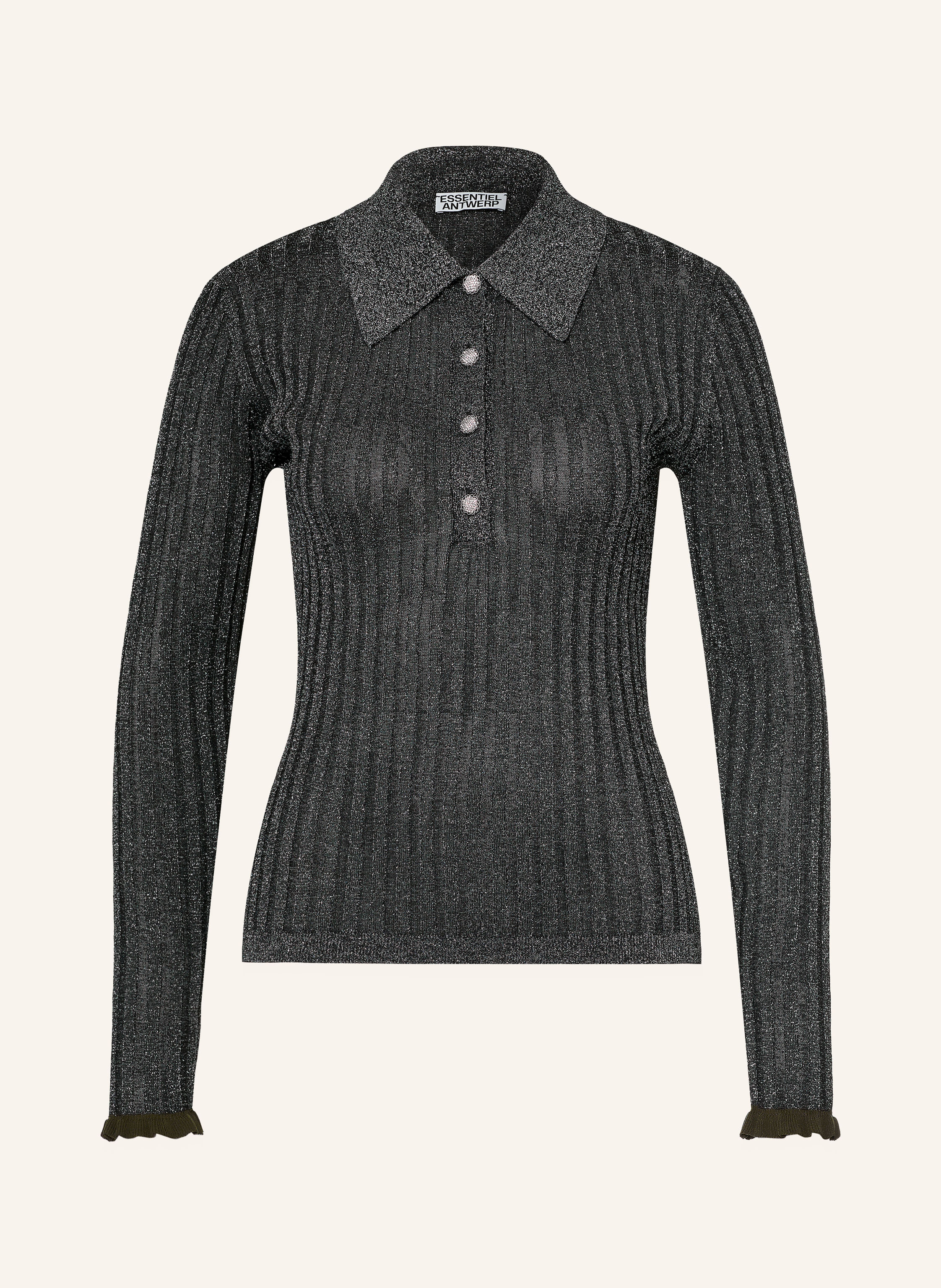 ESSENTIEL ANTWERP Strick-Poloshirt KARAN mit Gitzergarn