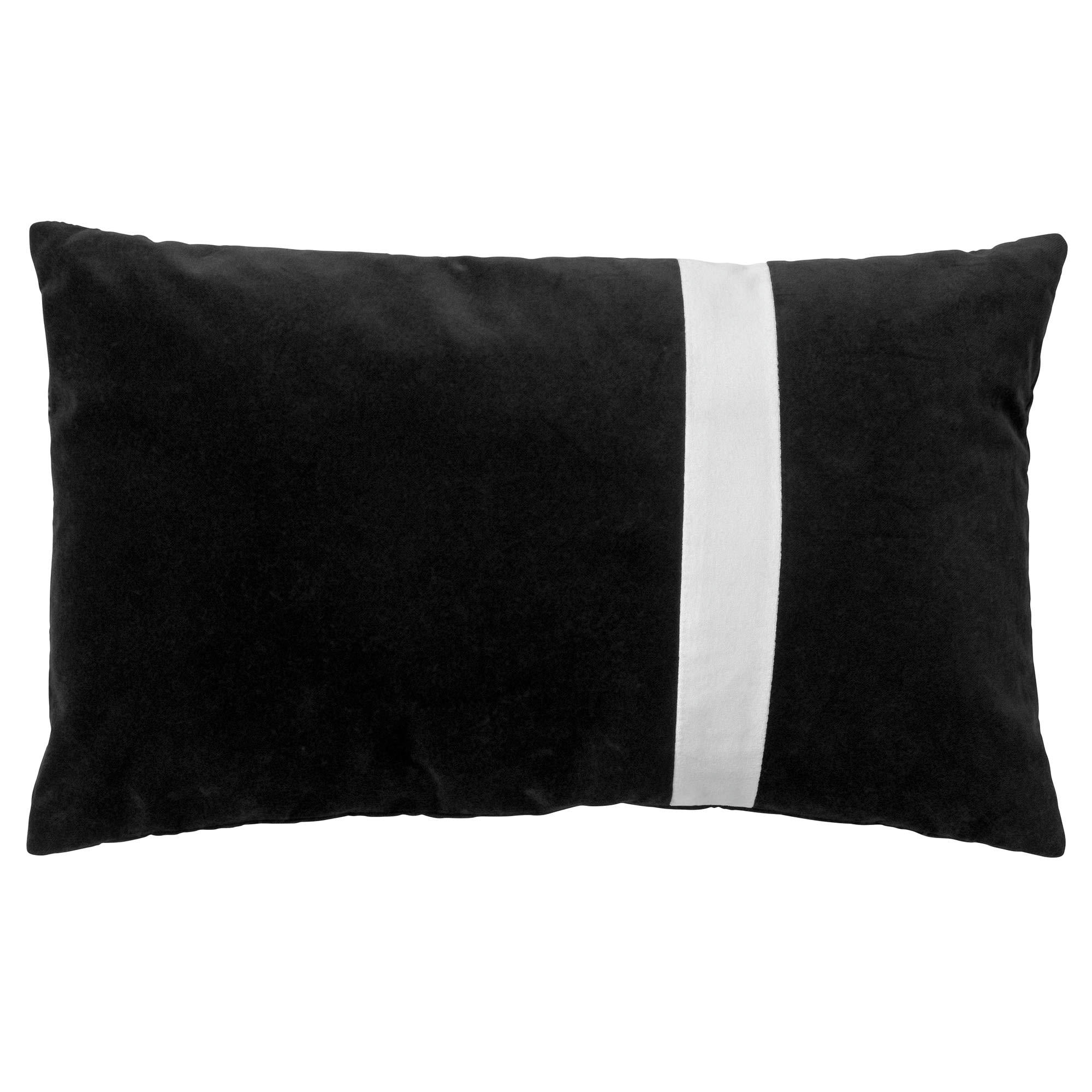 PIPPA - Coussin - noir en velours 30x50 cm avec motif rayé