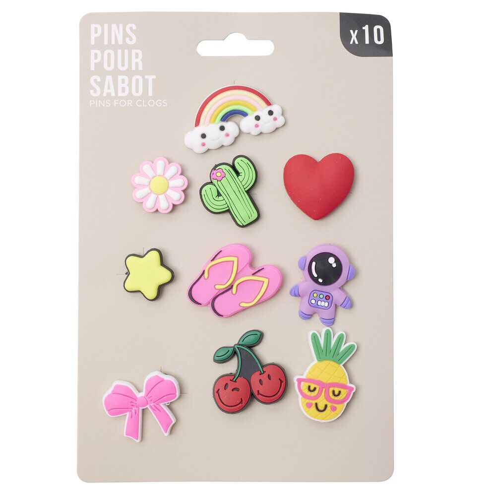 Pin's décoratifs pour sabots 10 pièces (3 modèles)